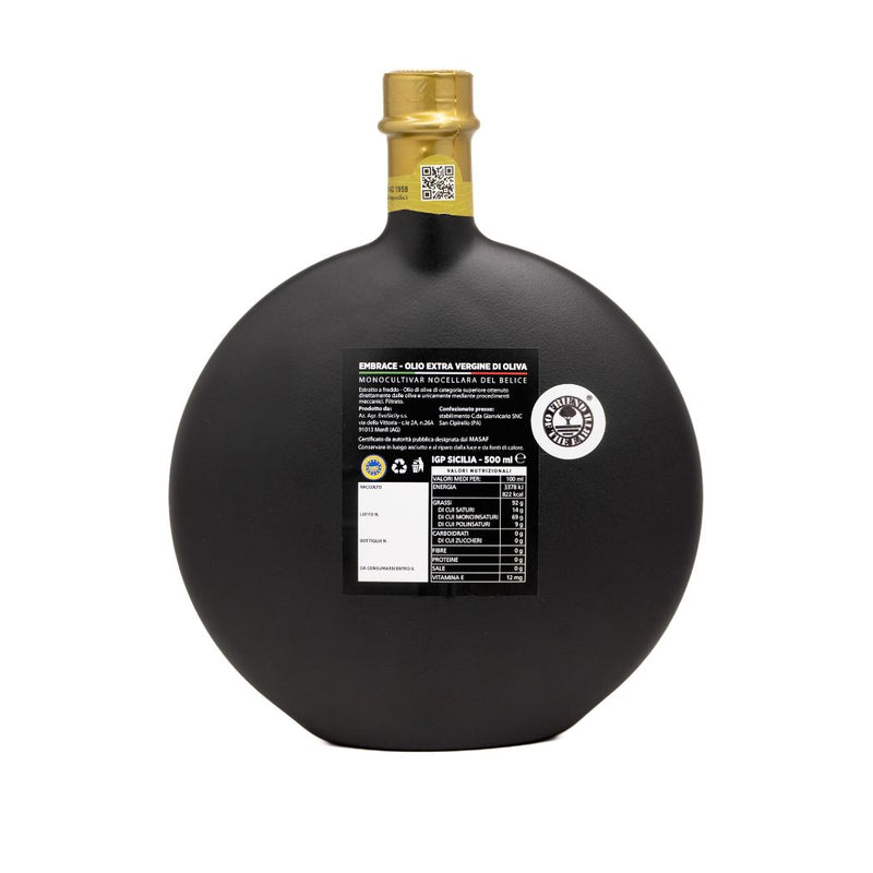 Evo Sicily - Embrace Olio extravergine di Oliva - Monocultivar Nocellara del Belice 500 ml retro vendita a prezzi competitivi su www.finetaste.it