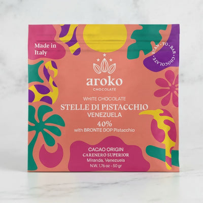 AROKO CHOCOLATE - Stelle di Pistacchio, Cioccolato Bianco 40% vendita online a prezzi competitivi su www.finetaste.it