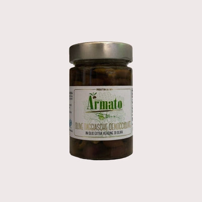 Armato Cristina Olive Taggiasche denocciolate in olio extravergine d’oliva etichetta frontale venduto online a prezzi competitivi su www.finetaste.it