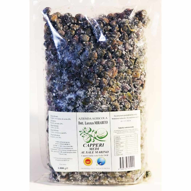 Capperi Medi delle Isole Eolie DOP al Sale Marino busta da 1000 gr vendita online a prezzi competitivi su www.finetaste.it