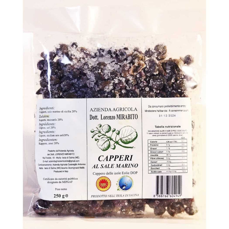Capperi Medi delle Isole Eolie DOP al Sale Marino busta da 250 gr vendita online a prezzi competitivi su www.finetaste.it