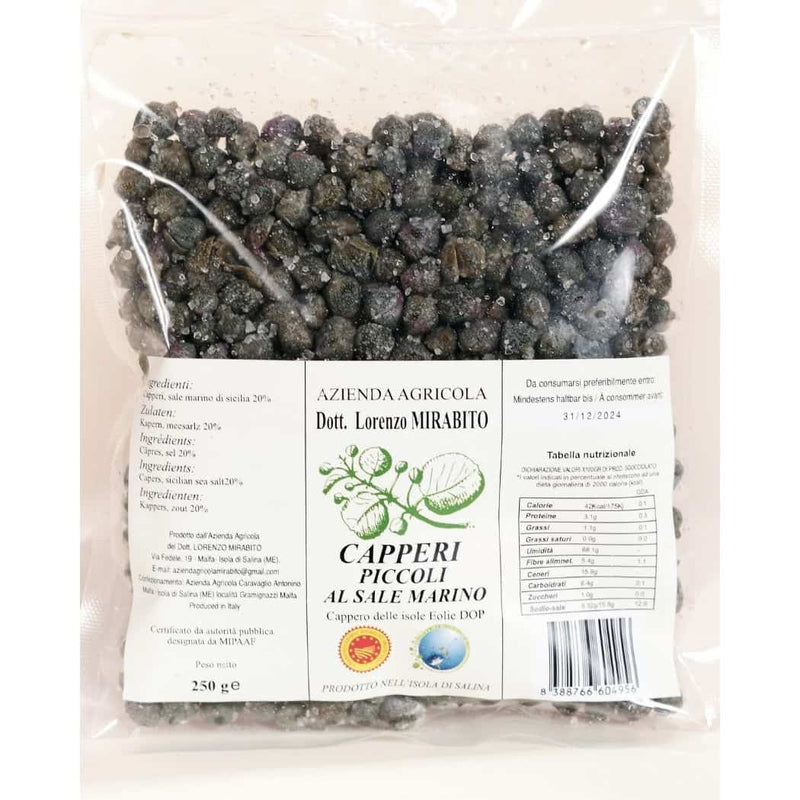 Capperi Piccoli delle Isole Eolie DOP al Sale Marino busta da 250 gr vendita online a prezzi competitivi su www.finetaste.it