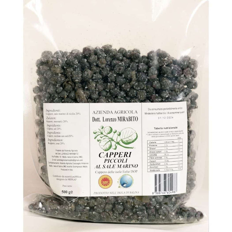 Capperi Piccoli delle Isole Eolie DOP al Sale Marino busta da 500 gr vendita online a prezzi competitivi su www.finetaste.it
