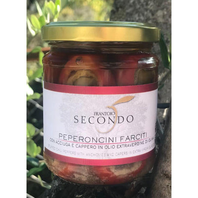 Frantoio Secondo – Peperoncini farciti con acciughe e capperi in olio extra vergine di oliva vendita online a prezzi competitivi su www.finetaste.it