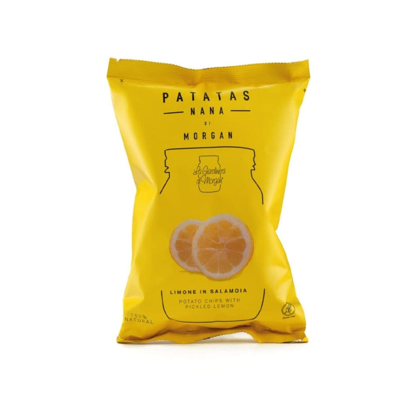 Patatas Nana di Morgan Limone in Salamoia  Chips 100% naturali e artigianali  foto confezione  vendita online a  prezzi competitivi su www.finetaste.it