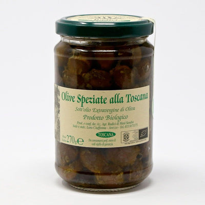 Olive Speziate alla Toscana artigianali e biologiche in olio EVO vendita online su www.finetaste.it